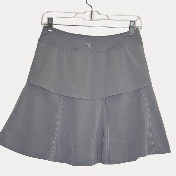 Athleta Lucky In Love Tennis Athletic Skort Skirt Cinch Ruched Gray 2 bv - Picture 5 of 9